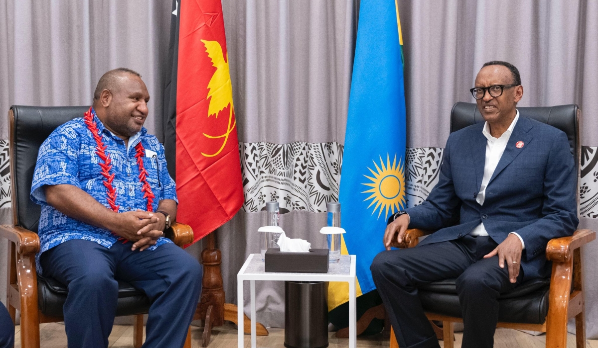 President Kagame meets with the Prime Minister and Minister for Foreign Affairs and Treasury of Papua New Guinea  James Marape on the sidelines of CHOGM 2024. COURTESY