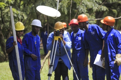 A female teacher during a practical exercise for students in construction department at IPRC Kicukiro. Photo: Sam Ngendahimana