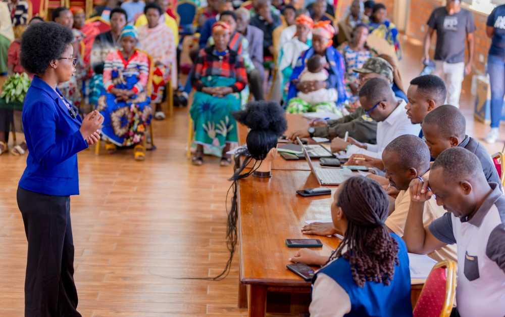 A woman presents her business during an event where more than 100 small businesses got financial support in Kinigi, Musanze District on Thursday, October 24. Courtesy.