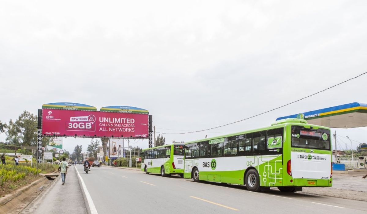 BasiGo Rwanda currently operates six pilot electric buses on routes in Kigali as well as inter-city routes serving nearby towns. Courtesy