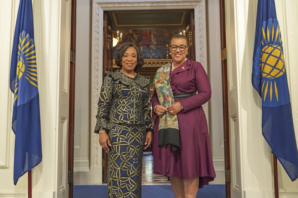 Shirley Ayorkor Botchwey, the incoming Secretary-General of the Commonwealth and the current SG Patricia Scotland KC. Courtesy