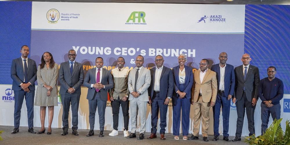 Officials pose for a group photo during the Young CEOs&#039; Brunch meeting on Thursday, October 24. Photos by Craish Bahizi