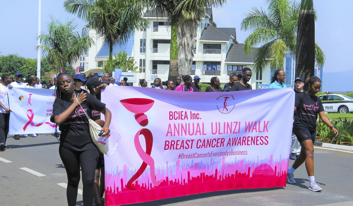 Participants during Ulinzi Walk at Breast Cancer Awareness campaign in Kigali. Photo by Craish Bahizi