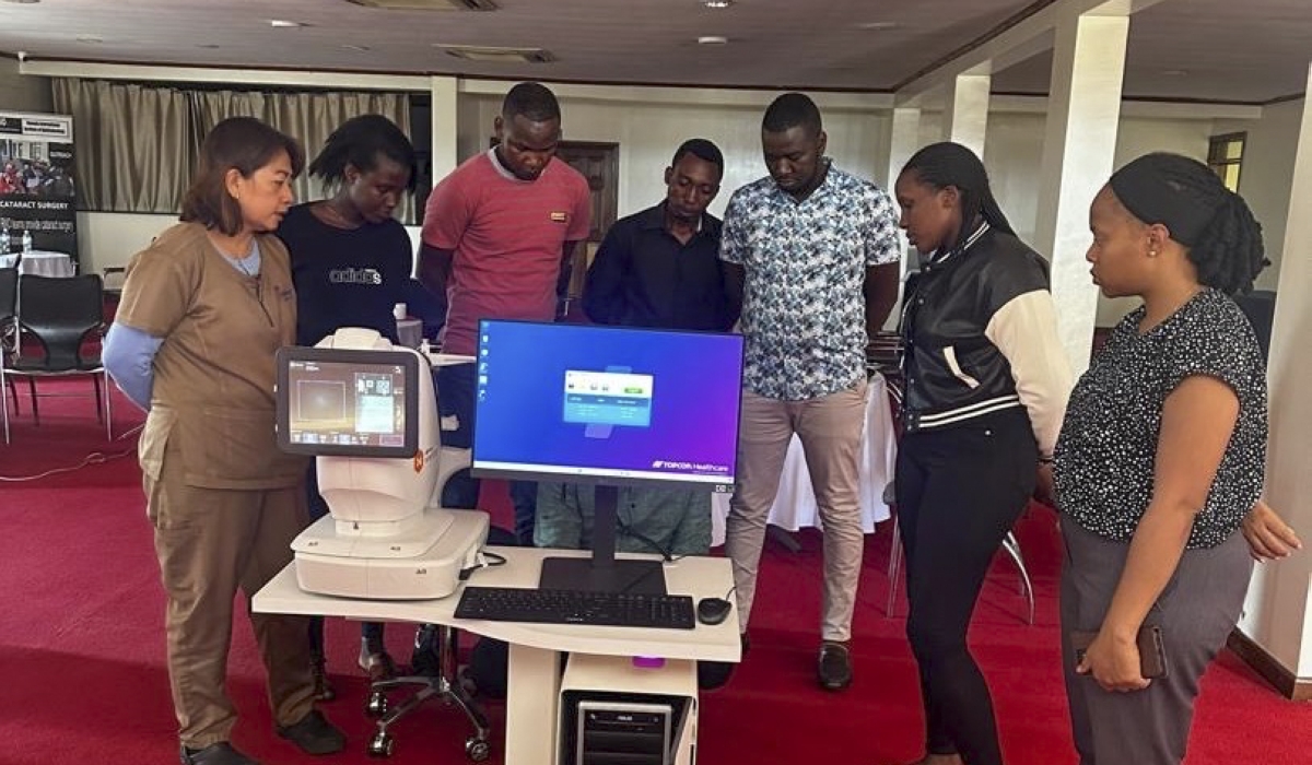 Nurses receive training on using the AI-enabled camera in diabetic clinics, learning to capture images and upload them for immediate analysis and results during a session in Kigali on October 25.