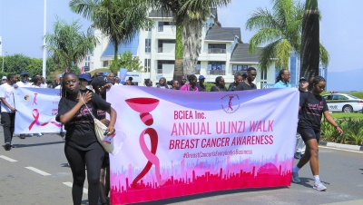 Participants during Ulinzi Walk at Breast Cancer Awareness campaign in Kigali. Photo by Craish Bahizi