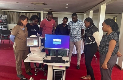 Nurses receive training on using the AI-enabled camera in diabetic clinics, learning to capture images and upload them for immediate analysis and results during a session in Kigali on October 25.