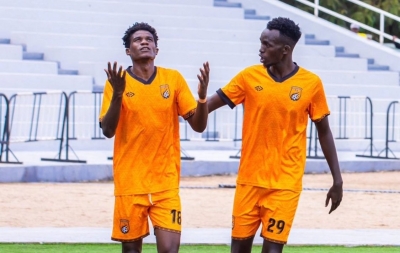 Bugesera FC striker Faruku Ruhinda and his teammate celebrate the victory. Photo by Igihe