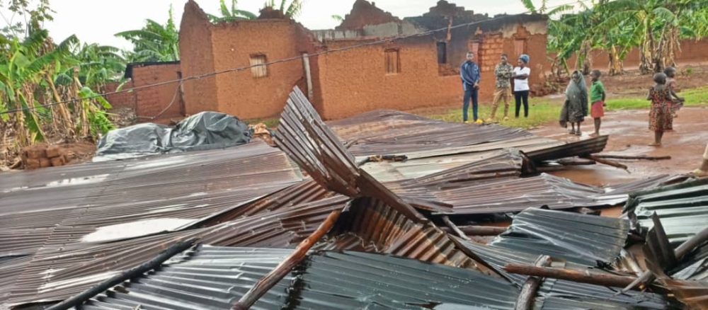 Some of dozens of houses affected by winds in Kirehe’s Mpanga Sector on October 26. Courtesy