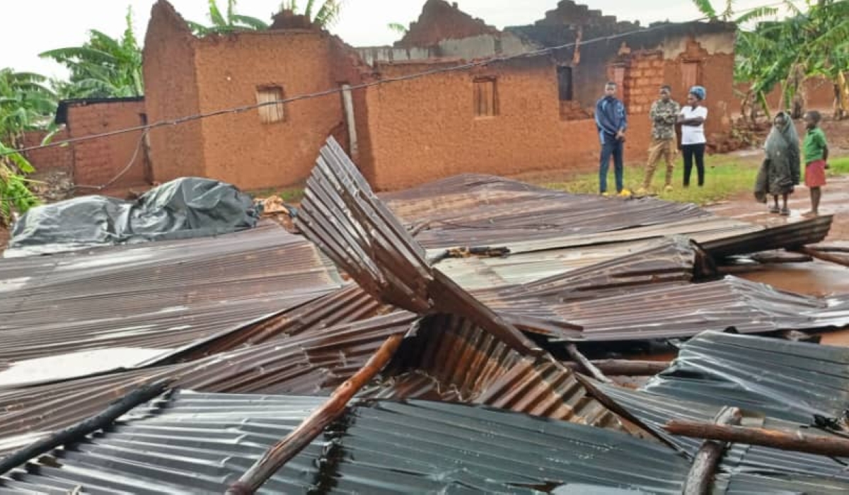 Some of dozens of houses affected by winds in Kirehe’s Mpanga Sector on October 26. Courtesy