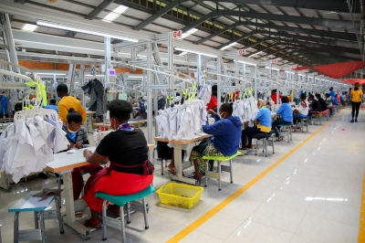 Workers at Pink Mango C&D – a Hong Kong-based textile manufacturer that acquired former C&H Garment Factory at Kigali Special Economic Zone. Craish Bahizi