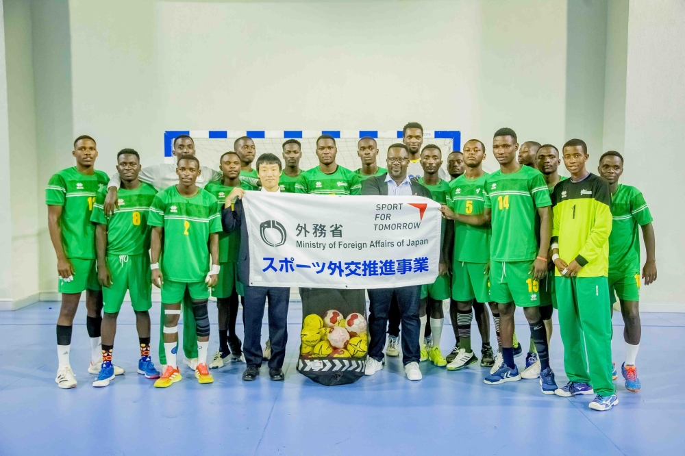 Officials and players during the launch of Japan&#039;s Sport for Tomorrow initiative