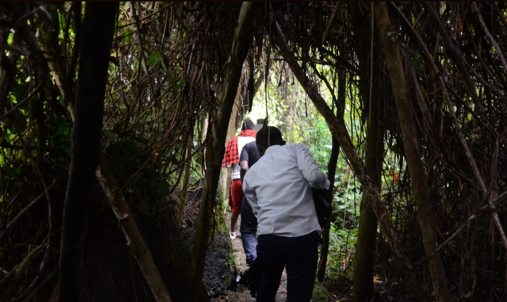 Local visitors during a guided tour of Buhanga Eco-Park in Musanze District. According to a new ministerial order, Buhanga forest is now part of Volcanoes National Park, Ngendahimana