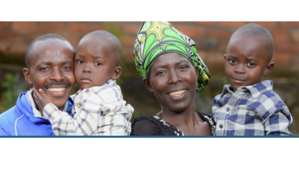 A family that is under Bandebereho programme that  aims to engage men as fathers and partners in maternal child health, caregiving and violence prevention for healthier couple relationship.