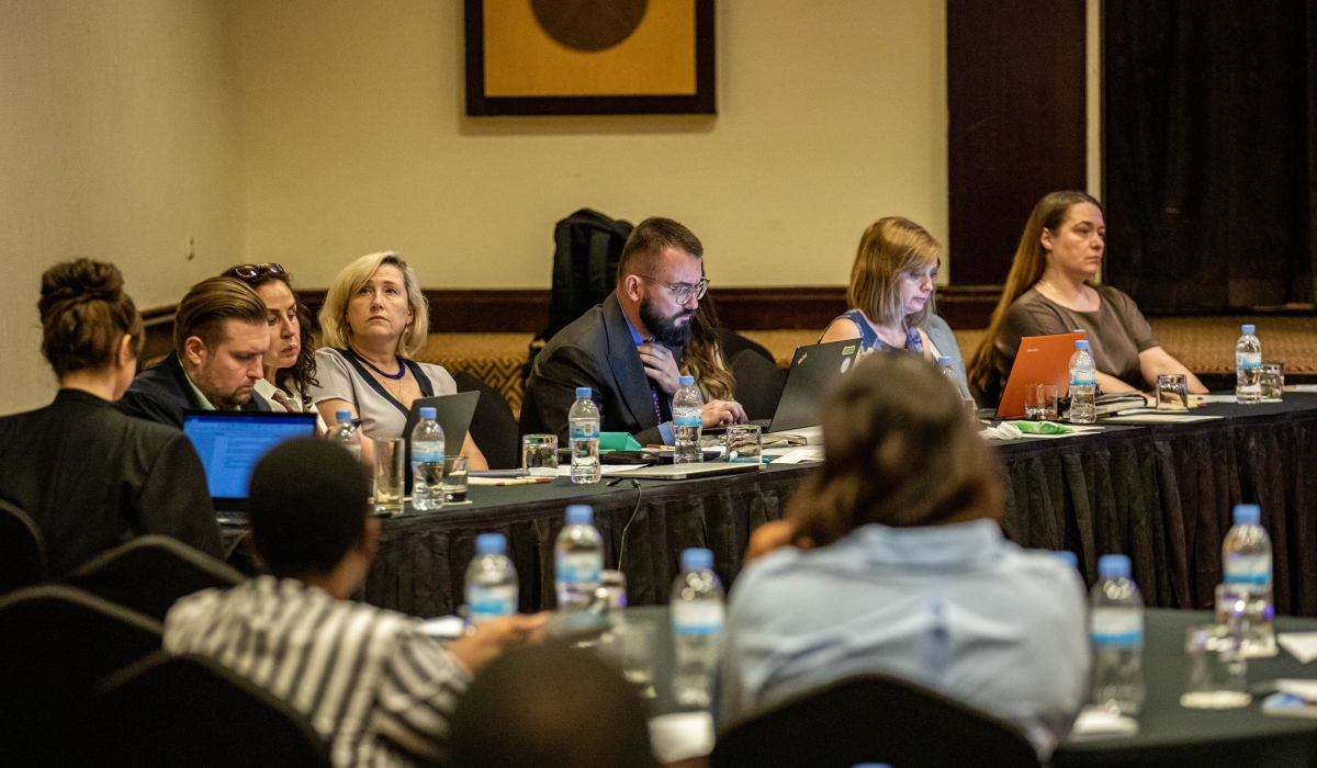 Attendees follow a presentation during the meeting to plan the establishment of the Centre for Nuclear Science and Technology (CNST), held at Kigali Serena Hotel on Wednesday, October 30