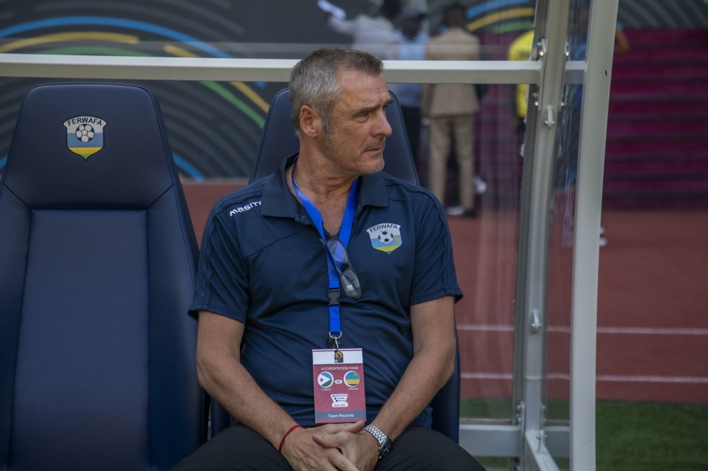 Amavubi Head Coach, Frank Spittler during the match between Amavubi and Djibut at Amahoro Stadium, on Sunday, October 27. Photo by Emmanuel Dushimimana