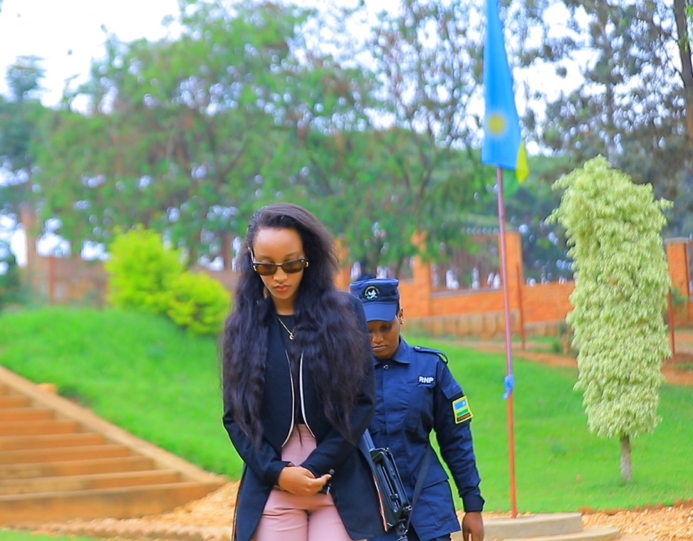 Miss Rwanda 2022 Divine Muheto arrives at court earlier Thursday. PHOTO BY IGIHE