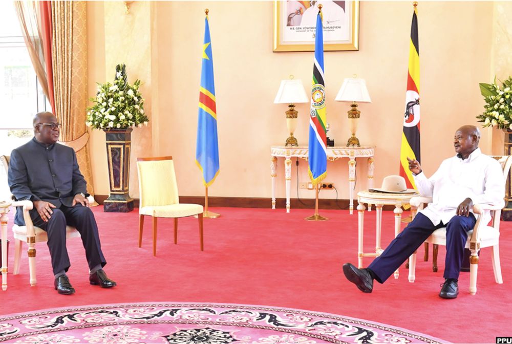 Uganda&#039;s President Yoweri Museveni hosts DR Congo President Felix Tshisekedi at State House, Entebbe on October 30, 2024. (PPU)