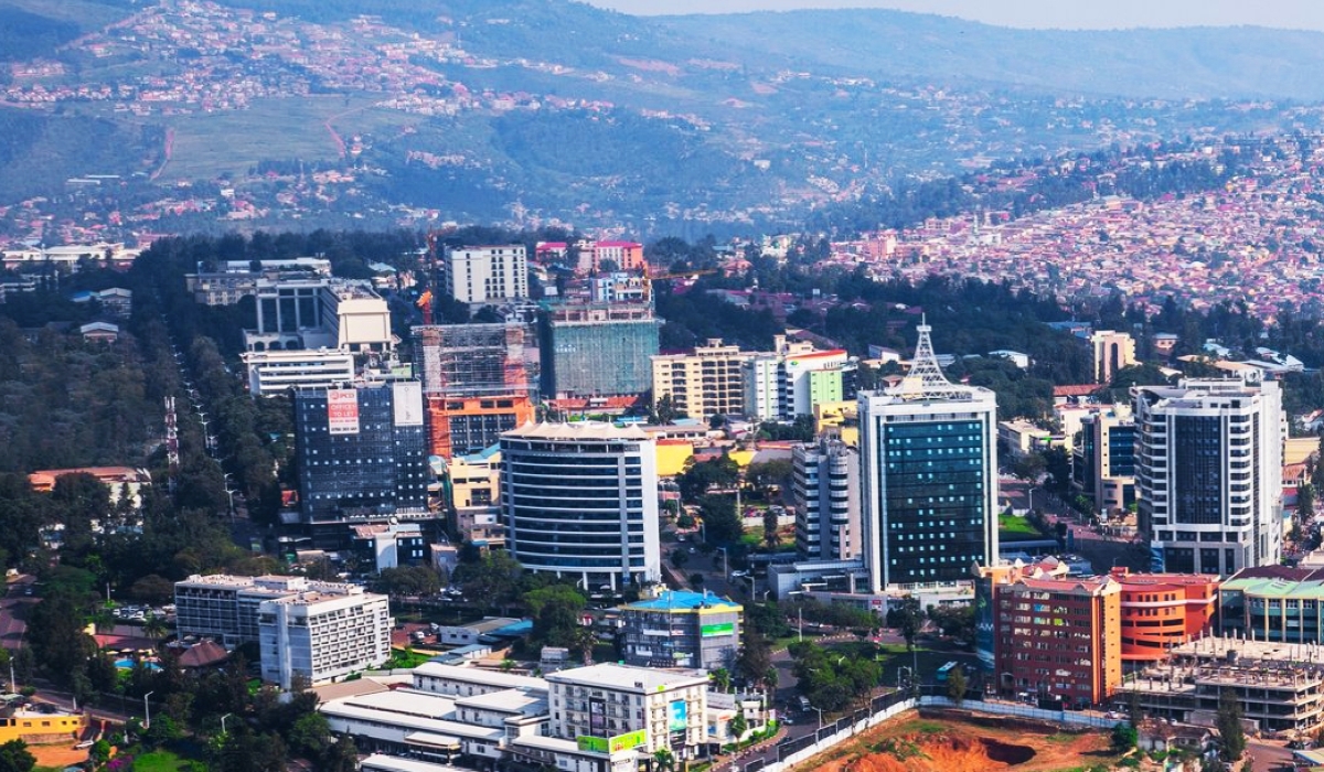 Aerial view of Kigali City in Nyarugenge District. World Cities Day contributes to sustainable urban development worldwide and promotes both urbanisation and cooperation between countries on October 31