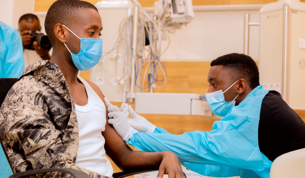 A healthcare worker administers a Marburg vaccine to a resident.  The Sabin Vaccine Institute dispatched approximately 1,000 additional doses of its investigational vaccine in continued collaboration with Rwanda to address the ongoing Marburg virus outbreak. On Thursday, October 31