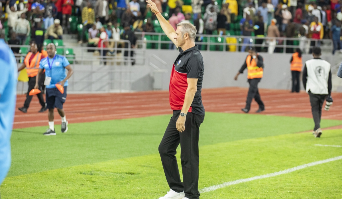 Spittler salutes the fans at the end of the game between Rwanda and Djibouti on Thursday, October 31. Photo by Emmanuel Dushimimana.