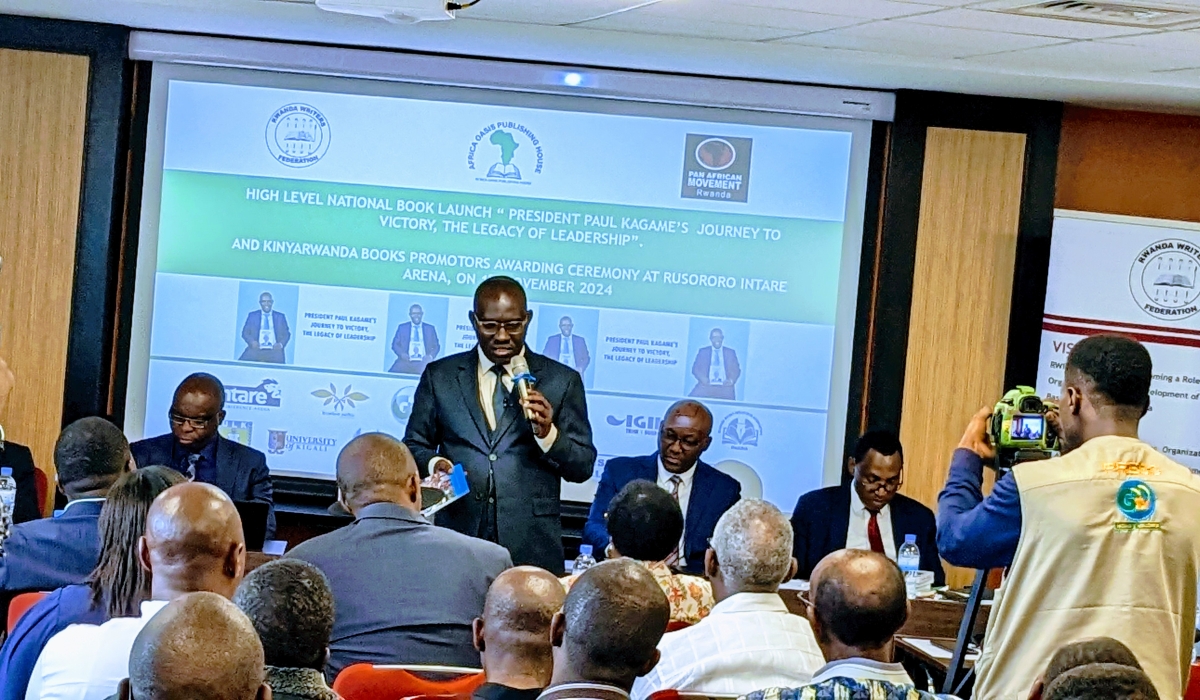 Richard Hategekimana, author, and President of Rwanda Writers Federation during the book launch on Friday, November 1.