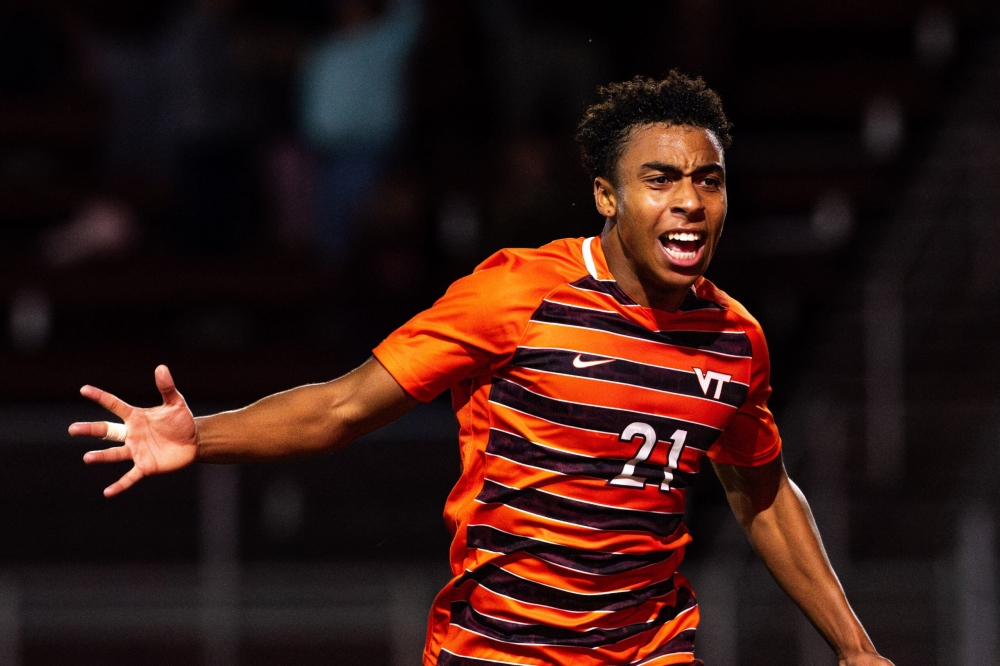 Right-back Noe Uwimana celebrates his goal against Clemson-courtesy