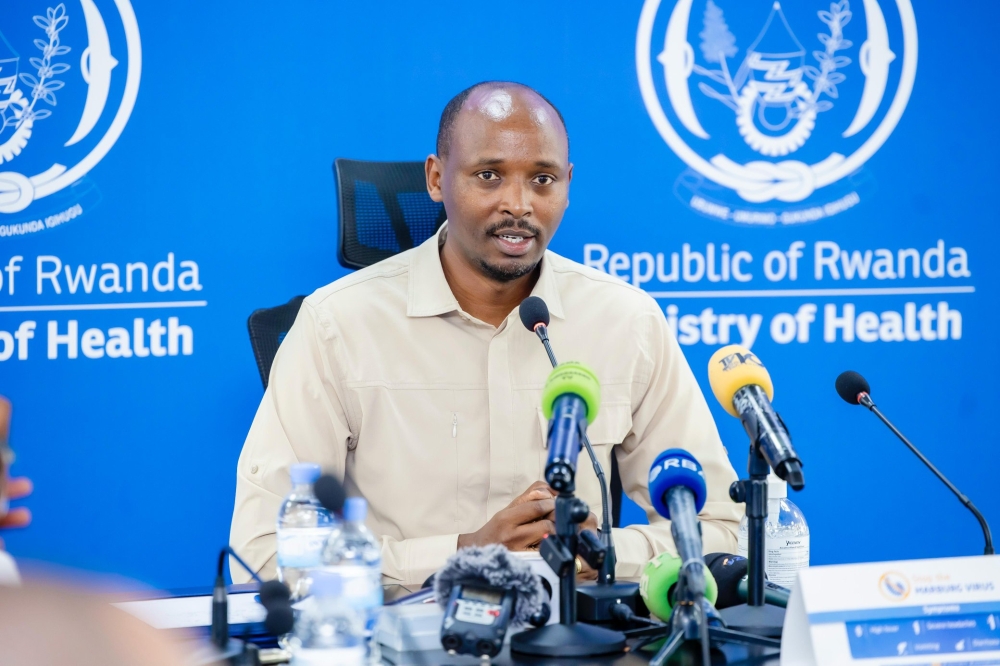 Health Minister Dr. Sabin Nsanzimana addresses the journalist during a press conference in Kigali on November 4. Photo Courtesy 