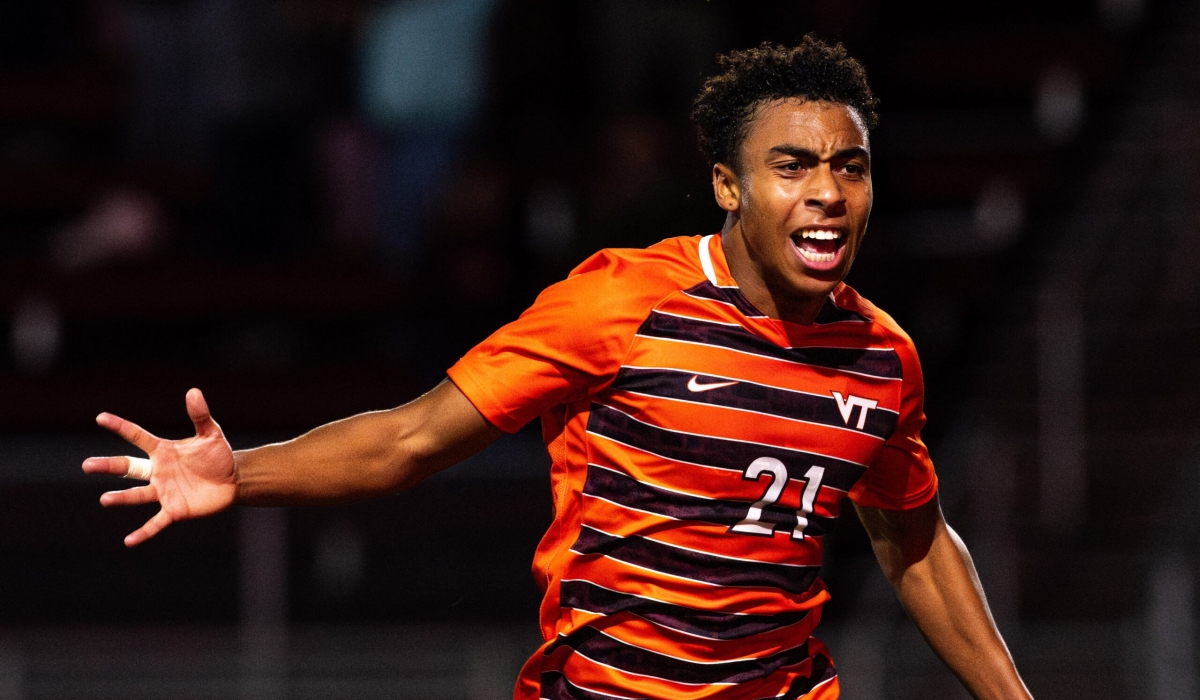 Right-back Noe Uwimana celebrates his goal against Clemson-courtesy