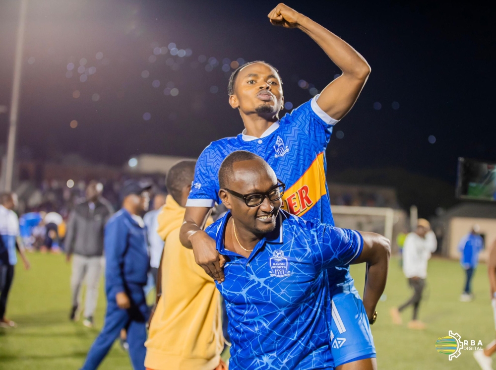 Rayon Sports captain Kevin Muhire celebrates after helping his side to a 4-0 victory over Kiyovu Sports at Kigali Pele Stadium on Saturday, November 2-courtesy