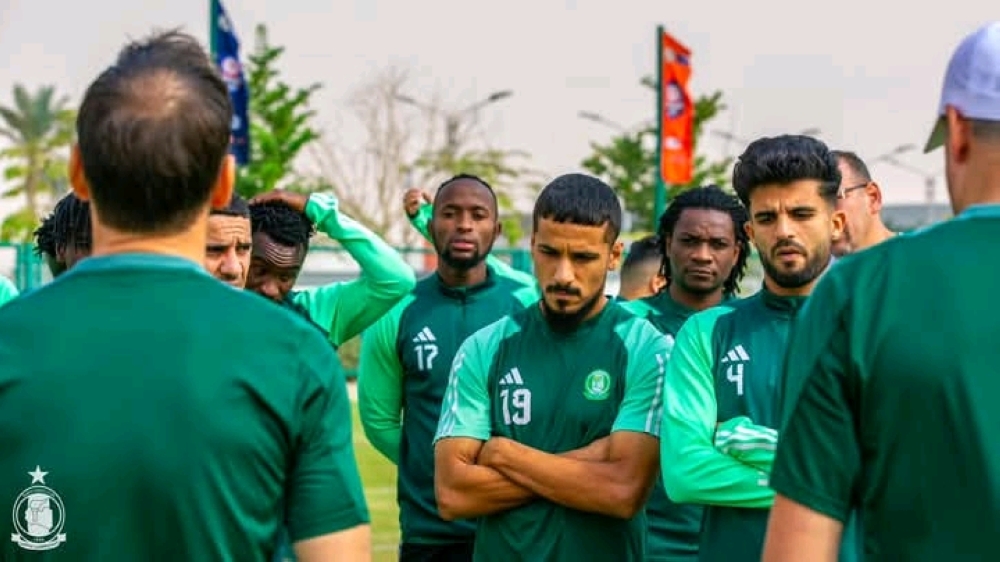 Centre back Thierry Manzi (#17) returned to full training with Al Ahly Tripoly on Tuesday-courtesy