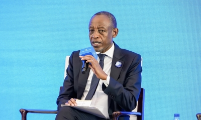 Rwanda’s Ambassador to China, James Kimonyo speaks during a side event on Tuesday, November 5, at the China International Import Expo (CIIE) in Shanghai, China. Photo: Courtesy.