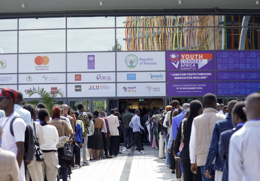 Hundreds of youths from across Africa and beyond gathered in Kigali for the seventh Youth Connekt Africa Summit on Friday. Photo by Dan Gatsinzi