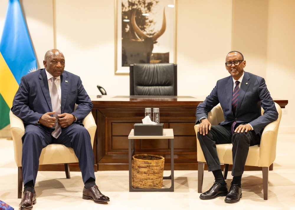 President Paul Kagame meets with Prime Minister Samuel Ntsokoane Matekane of the Kingdom of Lesotho, in Kigali, on November 8. Matekane was in Rwanda to attend the 7th edition of Youth Connekt Africa summit.