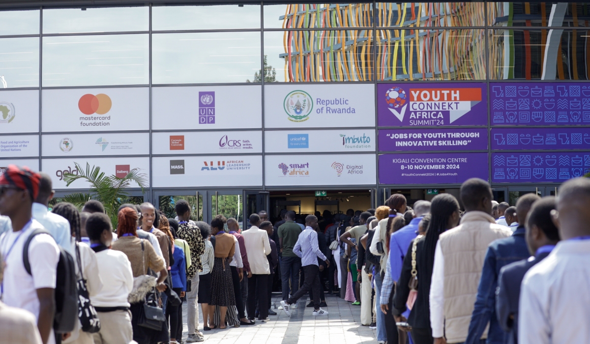 Hundreds of youths from across Africa and beyond gathered in Kigali for the seventh Youth Connekt Africa Summit on Friday. Photo by Dan Gatsinzi