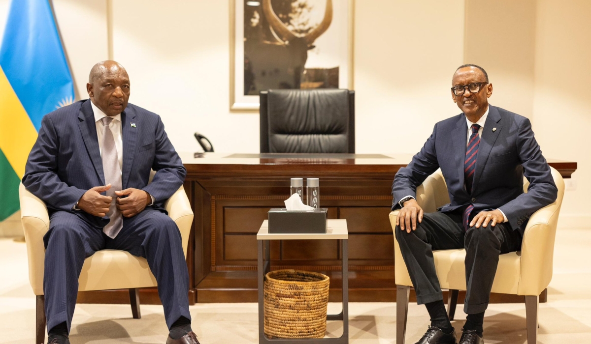 President Paul Kagame meets with Prime Minister Samuel Ntsokoane Matekane of the Kingdom of Lesotho, in Kigali, on November 8. Matekane was in Rwanda to attend the 7th edition of Youth Connekt Africa summit.