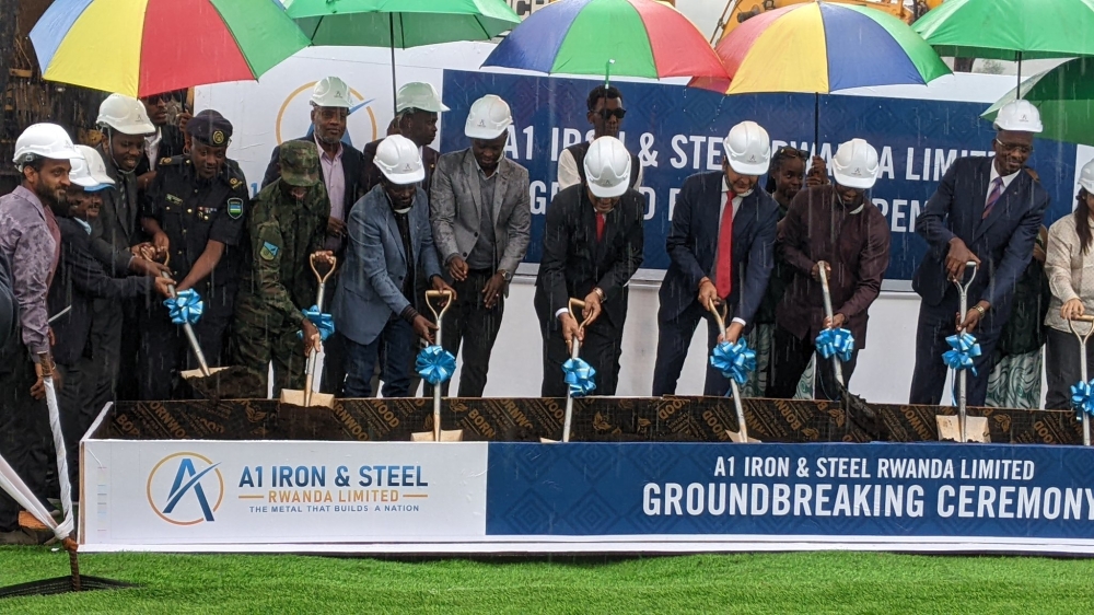 A groundbreaking event for an iron and steel processing plant to be constructed in Rwanda.