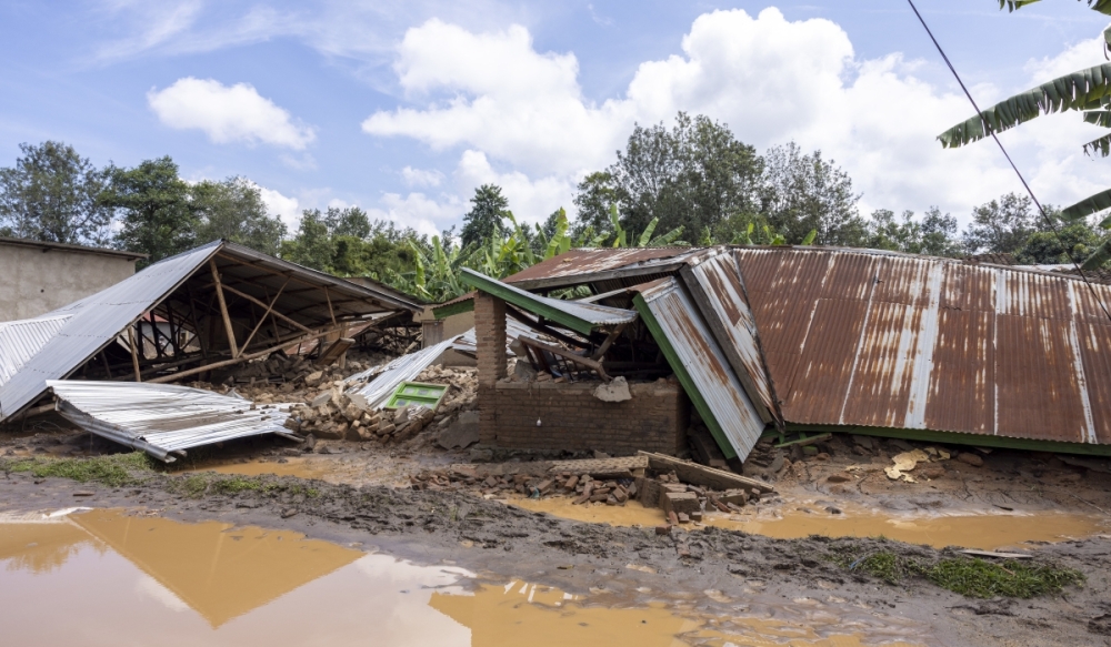 Some of over 6000 houses that were destroyed by disasters on May 3, 2023 in Nyundo Sector, Rubavu. Rwanda aims to bolster its disaster resilience from the current 46%, to 60% by 2030. Courtesy