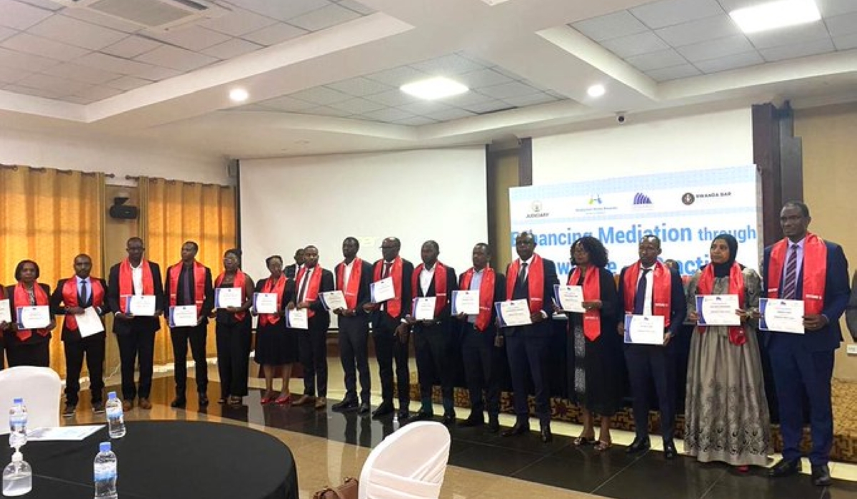 Over 141 individuals including members of the justice sector, the private sector, and other government officials, graduated as part of the ninth cohort of Rwanda’s Mediation Skills Training Programme, on November 8 Photo Courtesy 