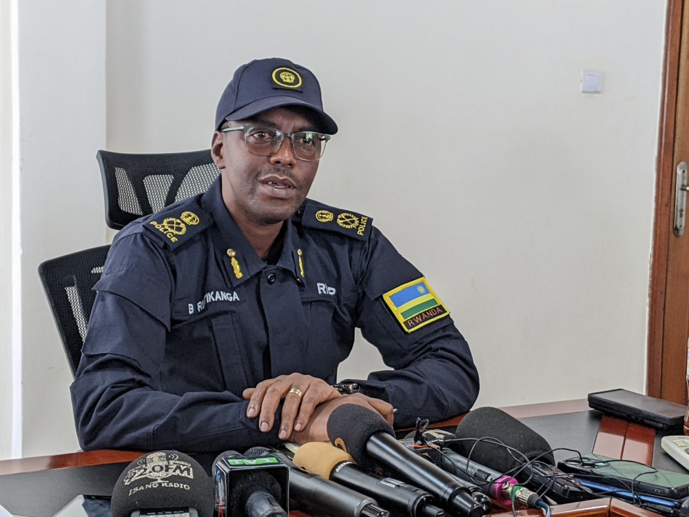 Police spokesperson ACP Boniface Rutikanga speaks to reporters in Rubavu District Photos by Germain Nsanzimana