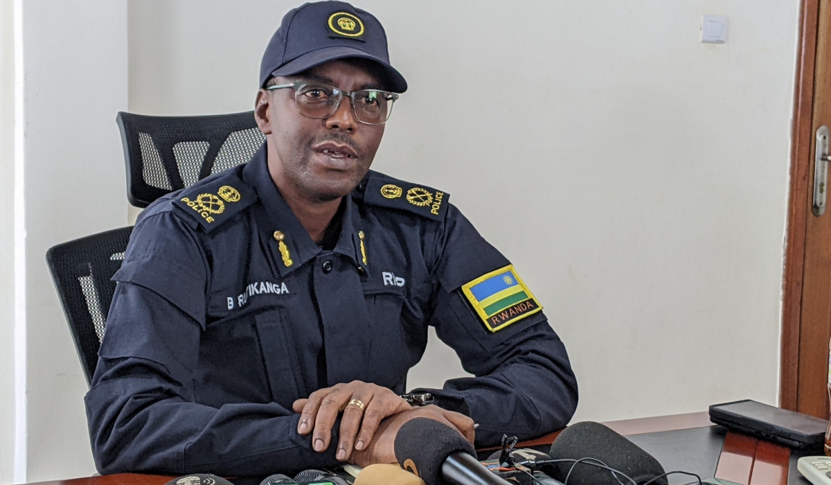 Police spokesperson ACP Boniface Rutikanga speaks to reporters in Rubavu District Photos by Germain Nsanzimana