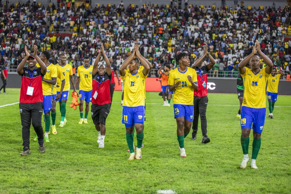 Amavubi team celebrated their qualification for the AFCON 2025 final after a 2-1 victory at Amahoro Stadium on October 15. Rwanda is in third place in Group D with 5 points, while Libya sits at the bottom of the table with just 1 point. Photo Emmnuel Dushimimana 