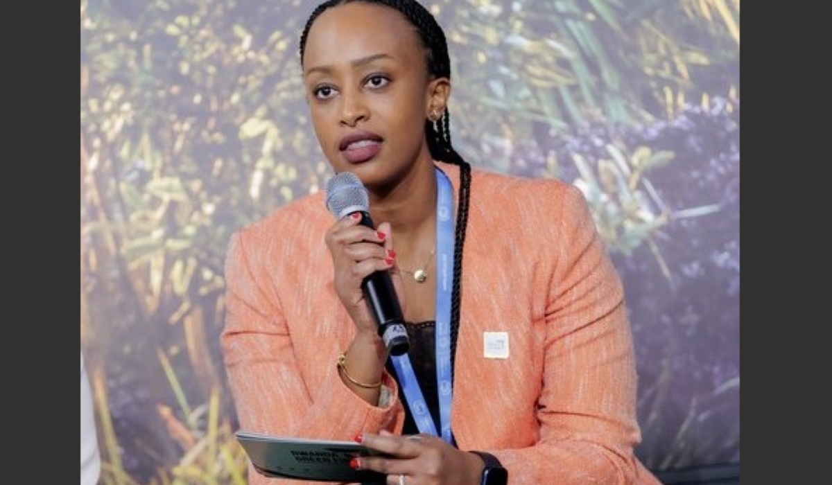 Teddy Mugabo, the CEO of Rwanda Green Fund, speaks during the 29th United Nations Climate Change Conference (COP29)  in Baku, Azerbaijan, on November 14, 2024.Photo Courtesy