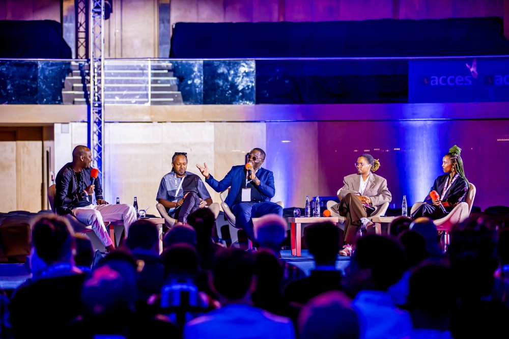 Musician and radio personality Uncle Austin speaks at a panel discussion on boosting the growth on Rwandan music during the opening day of ACCESS in Kigali on Thursday, November 14-Courtesy