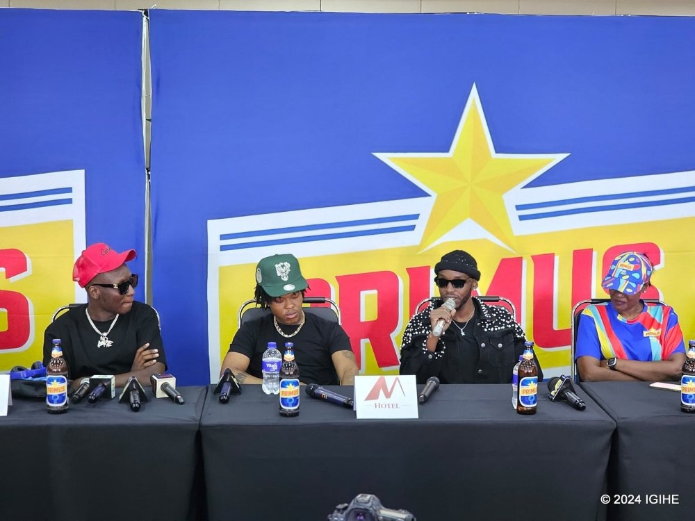 L-R Davis D Nasty C Danny Nanone during a press conference in Kigali on Friday, November 15. Photo Courtesy