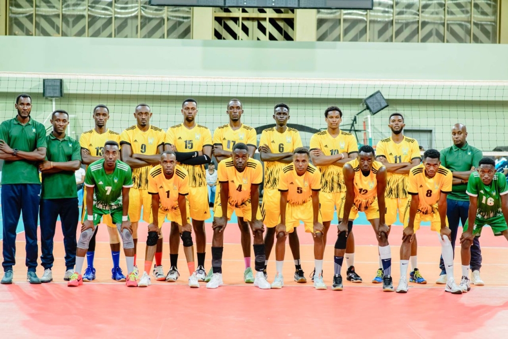 Eastern African University (EAU) VC team pose for a photo during the match at Petit Stadium