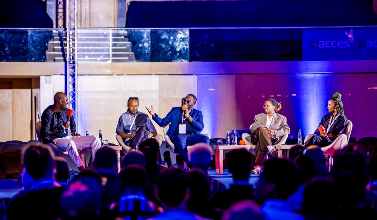 Musician and radio personality Uncle Austin speaks at a panel discussion on boosting the growth on Rwandan music during the opening day of ACCESS in Kigali on Thursday, November 14-Courtesy