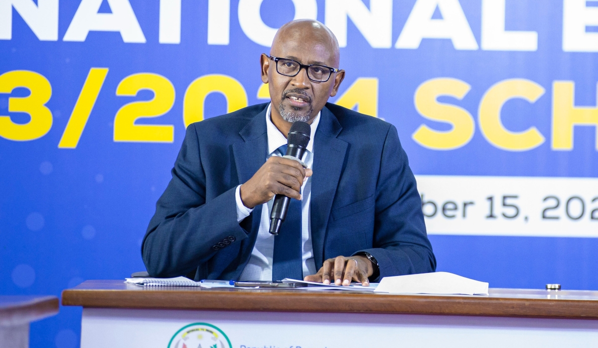 Joseph Nsengimana, the Minister of Education, announced the 2023/2024 A-Level national examination results in Kigali on November 15. Photo by Courtesy