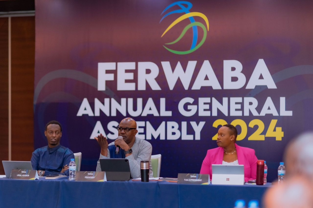 The elections for FERWABA president are set for December 21. Incumbent president Desire Mugwiza (C) has been at the helm of the federation since 2013-COURTESY