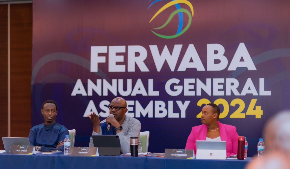 The elections for FERWABA president are set for December 21. Incumbent president Desire Mugwiza (C) has been at the helm of the federation since 2013-COURTESY