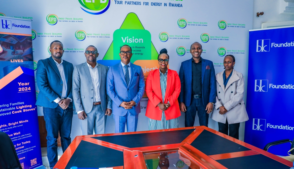 Energy Private Developers (EPD) and  BK Foundation officials pose for a group photo during the signing ceremony in Kigali on November 15. (1)